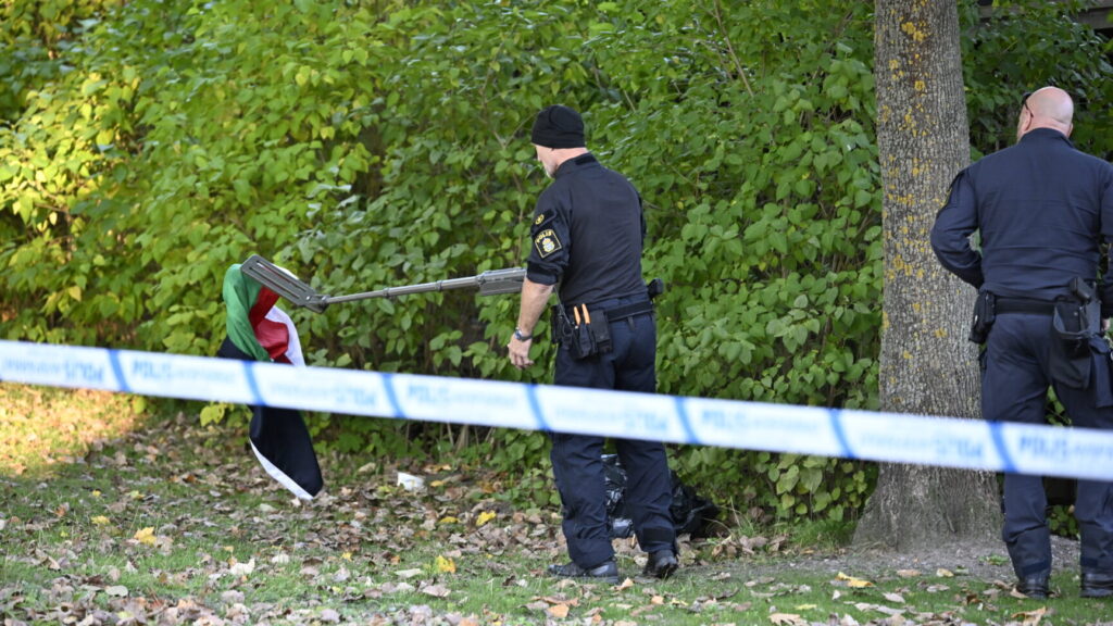MALMÖ, SVERIGE 20241007
Polis, kriminaltekniker och bombtekniker arbetar innanför avspärrningarna på Serenadgatan i Malmö på måndagsmorgonen efter en misstänkt skottlossning mot en lägenhet. En person har förts till sjukhus med allvarliga skador efter skottlossningen och ett misstänkt föremål har hittats Soprangatan en bit bort från på platsen.
Foto: Johan Nilsson / TT / Kod 50090
