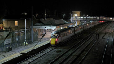 The Huntingdon, England, train station in Cambridgeshire is seen after people were stabbed on a train, Saturday, Nov. 1, 2025. (Chris Radburn/PA via AP)  uklpa605