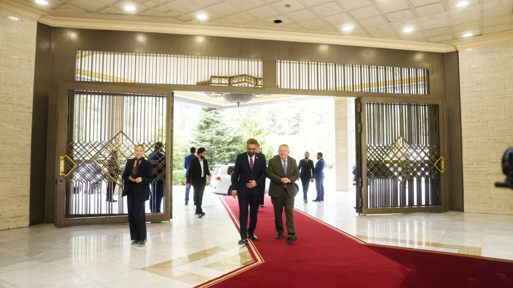 Denmarks Foreign Minister Lars Løkke Rasmussen (M) meets with Syria's Foreign Minister, Assad al-Shaibani, at Tishreen Palace in Damascus, Syria, on Saturday, November 29, 2025. (Photo: Mads Claus Rasmussen/Scanpix 2025)