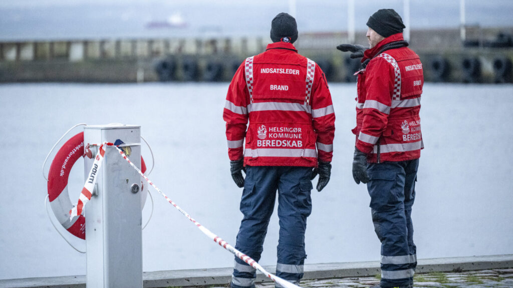 HELSINGÖR 2026-01-01
Dansk politi och räddningstjänst söker med båt och hund i hamnen i Helsingör på torsdagen efter att en svensk 16-åring försvunnit natten till nyårsafton. 16-åringens jacka och plånbok har hittats i hamnen. Även danska militärens dykare arbetar på platsen.
Foto: Johan Nilsson / TT / Kod 50090