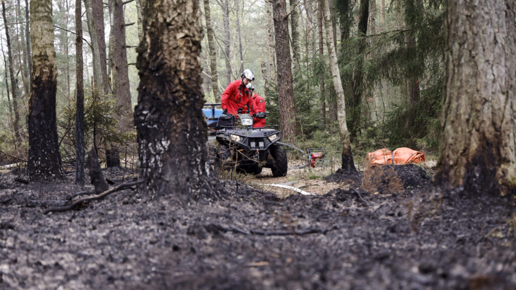 GÖTEBORG, SVERIGE 20260503
En skogsbrand har brutit ut i Delsjöområdet i Göteborgs kommun och har pågått sedan lördagseftermiddagen. Räddningstjänsten är på plats och arbetar med att bekämpa branden.
Foto: Adam Ihse / TT / Kod 9200