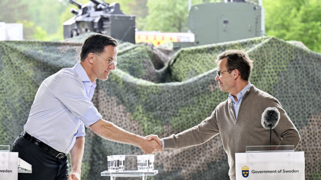 REVINGE, SVERIGE 20260521
Natos generalsekreterare Mark Rutte och statsminister Ulf Kristersson (M) håller en presskonferens under ett besök på Myndigheten för civilt försvar (MCF) i Revinge, som en del av Nato-mötet i Helsingborg.
Foto: Johan Nilsson / TT / Kod 50090