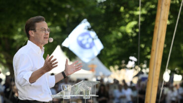 VISBY, SVERIGE 20260626
Moderaternas partiledare Ulf Kristersson (M) håller sitt tal under Almedalsveckan.
Foto: Henrik Montgomery / TT / Kod 10060