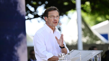 VISBY, SVERIGE 20260626
Moderaternas partiledare Ulf Kristersson (M) håller sitt tal under Almedalsveckan.
Foto: Henrik Montgomery / TT / Kod 10060