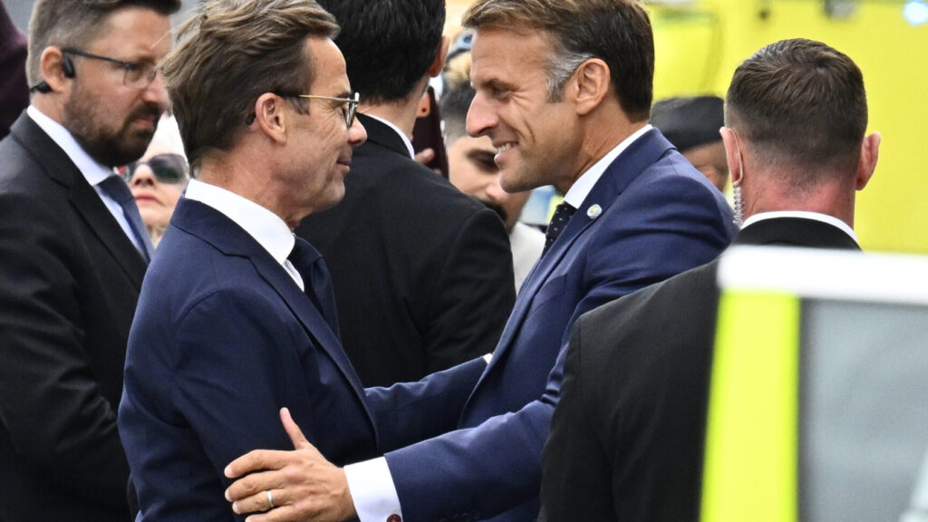 STOCKHOLM, SVERIGE 20260831
Statsminister Ulf Kristersson (M) välkomnar Frankrikes president Emmanuel Macron till Stockholm för ett bilateralt möte med fokus på Sveriges och Frankrikes fördjupade försvarspolitiska samarbete.
Foto: Anders Wiklund / TT / Kod 10040